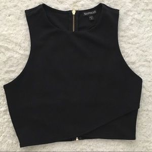 Express black crop top back cutouts small